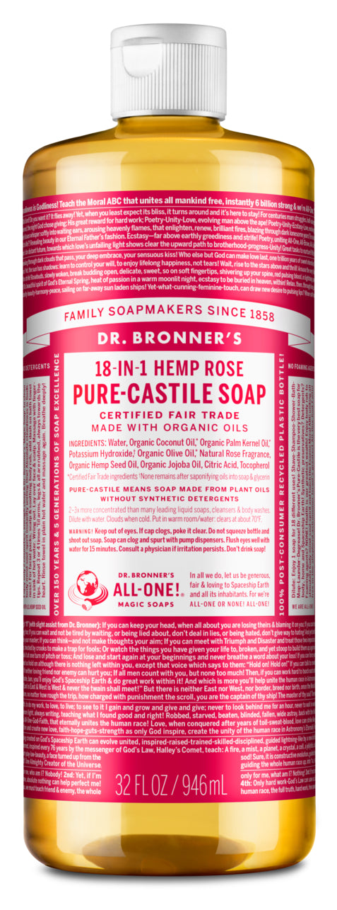 Dr. Bronners Hemp Rose Soap 16Oz