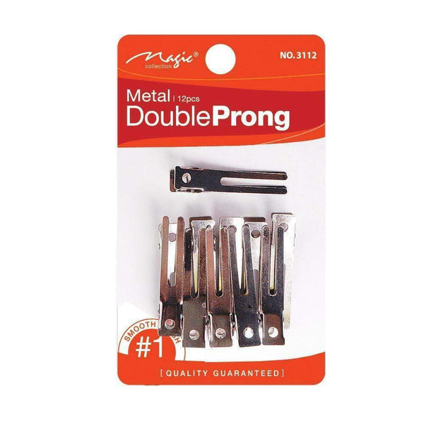 Magic Collection Double Prong Hair Clips 12 Pcs