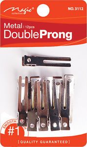 Magic Collection Double Prong Hair Clips 12 Pcs